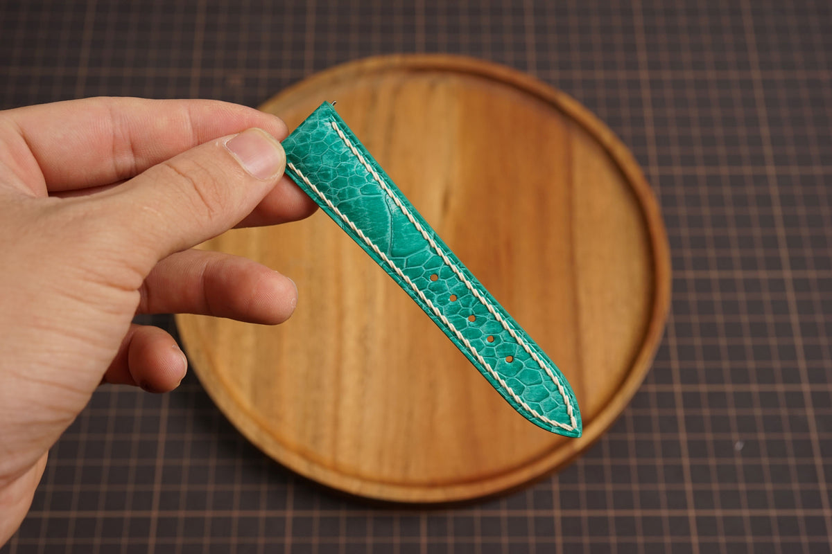 Bespoke Aqua Green Ostrich Leather Watch Strap