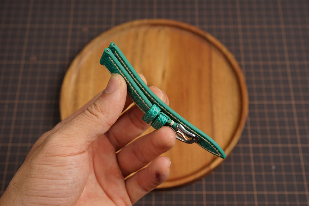 Bespoke Aqua Green Ostrich Leather Watch Strap