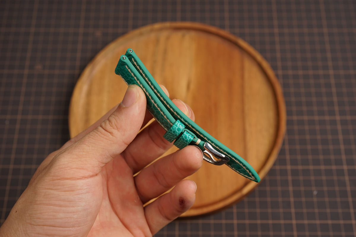 Bespoke Aqua Green Ostrich Leather Watch Strap