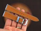 Bespoke Baby Blue Alligator Leather Watch Strap, Dress Watch Band, Flat Design