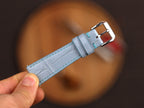 Bespoke Baby Blue Alligator Leather Watch Strap, Dress Watch Band, Flat Design