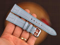 Bespoke Baby Blue Alligator Leather Watch Strap, Dress Watch Band, Flat Design