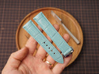 Bespoke Baby Blue Alligator Leather Watch Strap for Omega with Deployant Clasp