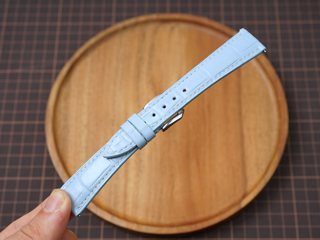 Bespoke Baby Blue Alligator Leather Watch Strap, Dress Watch Strap