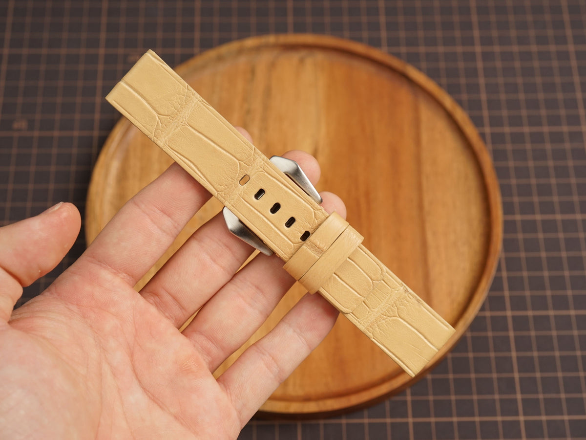 Bespoke Beige Alligator Leather Watch Strap for Panerai 20/22/24/26/27mm