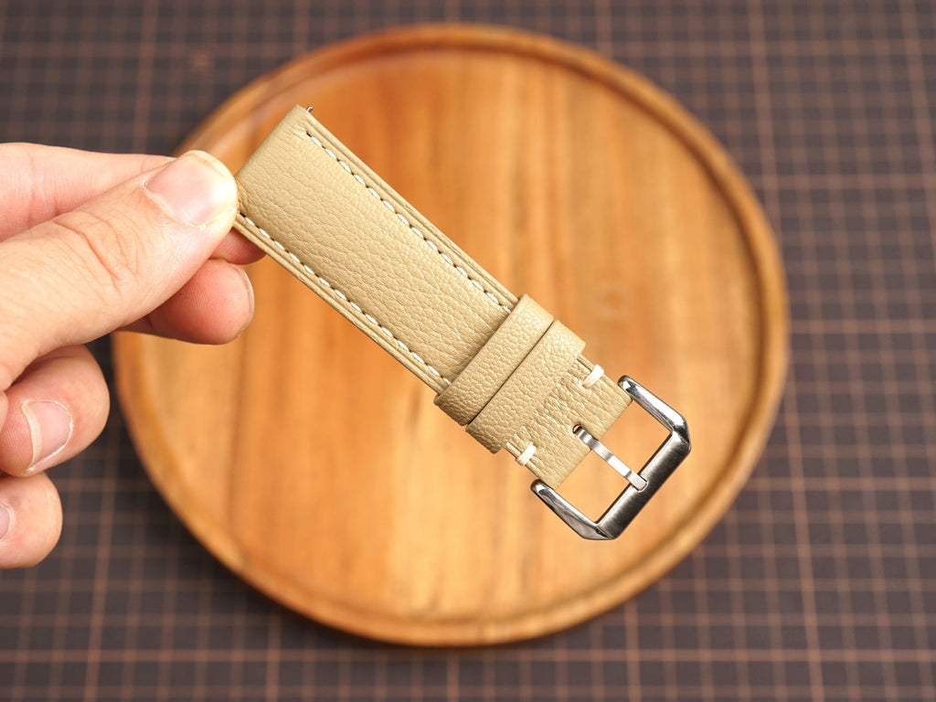 Bespoke Beige Leather Watch Strap, Classic Watch Band