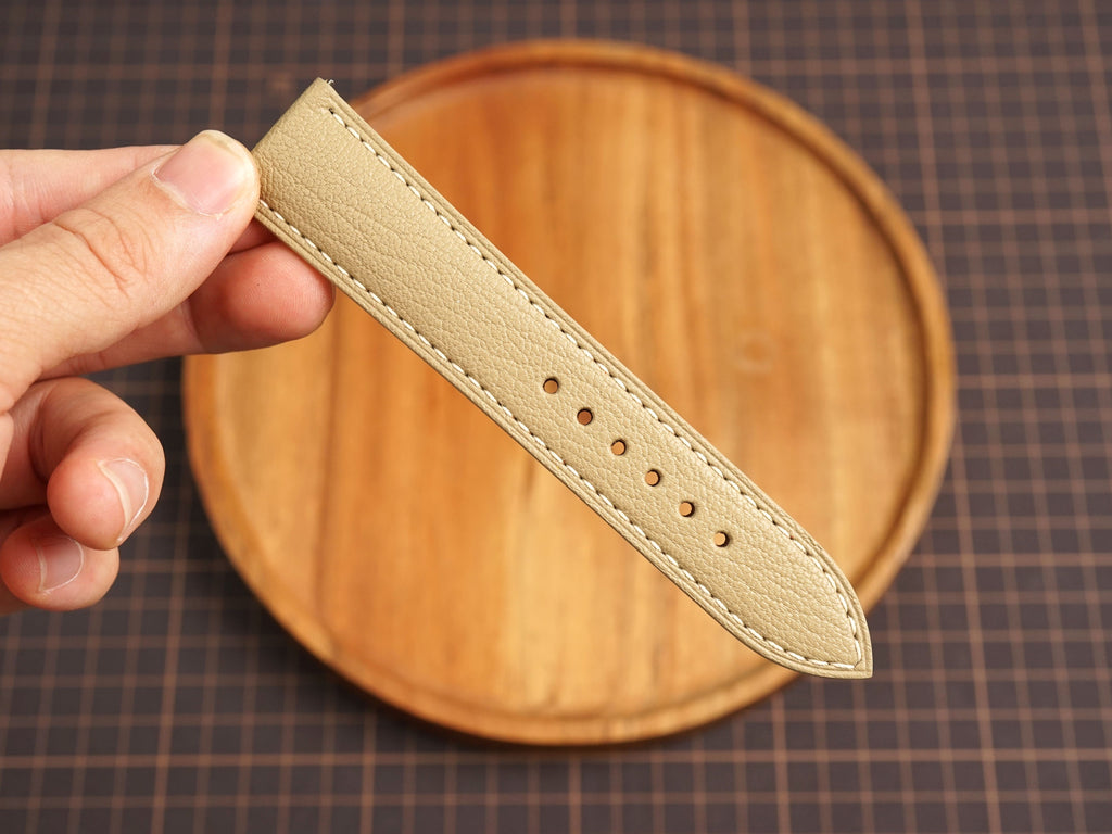 Bespoke Beige Leather Watch Strap, Classic Watch Band