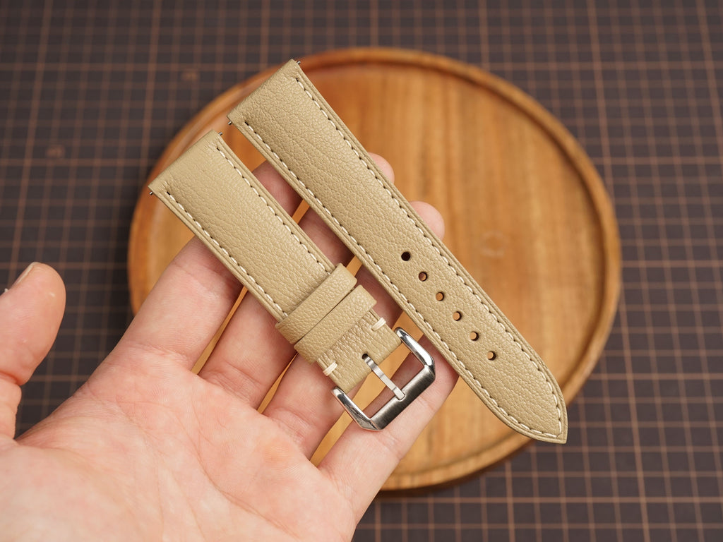 Bespoke Beige Leather Watch Strap, Classic Watch Band