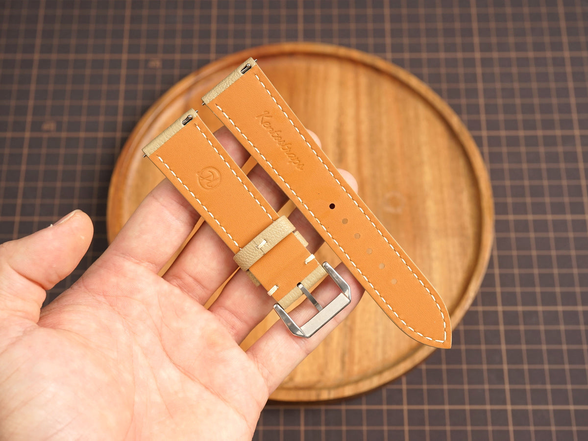 Bespoke Beige Leather Watch Strap, Classic Watch Band