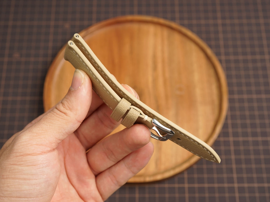 Bespoke Beige Leather Watch Strap, Classic Watch Band