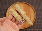 Bespoke Beige Nubuck Ostrich Leather Watch Strap, Dress Watch Band
