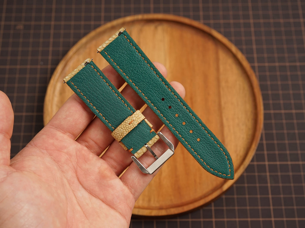 Bespoke Beige Nubuck Ostrich Leather Watch Strap, Dress Watch Band