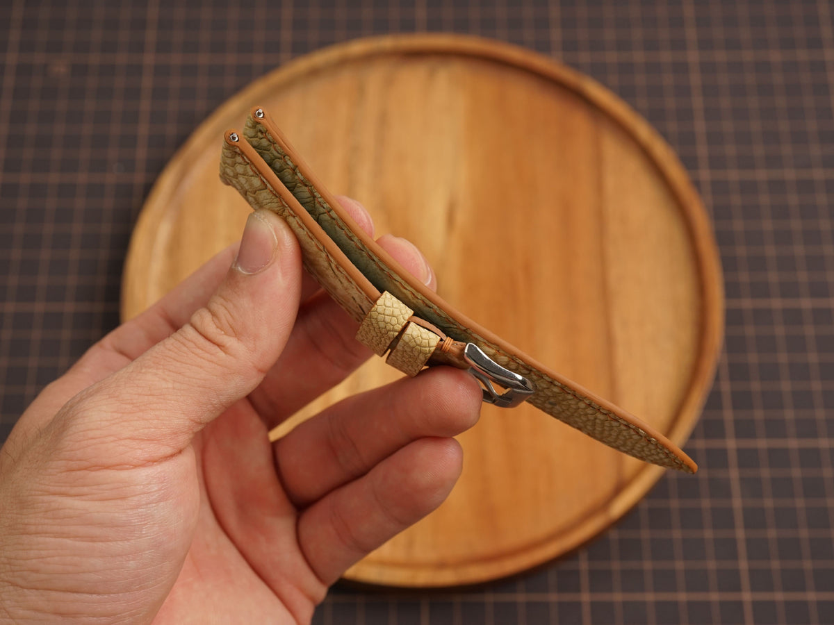 Bespoke Beige Nubuck Ostrich Leather Watch Strap, Dress Watch Band