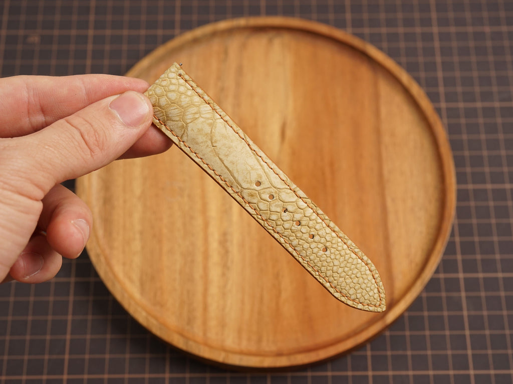 Bespoke Beige Nubuck Ostrich Leather Watch Strap, Dress Watch Band