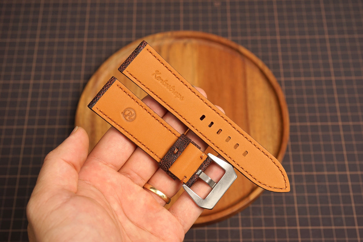 Bespoke Black Burgundy Exotic Leather Watch Strap for Panerai 20/22/24/26/27mm