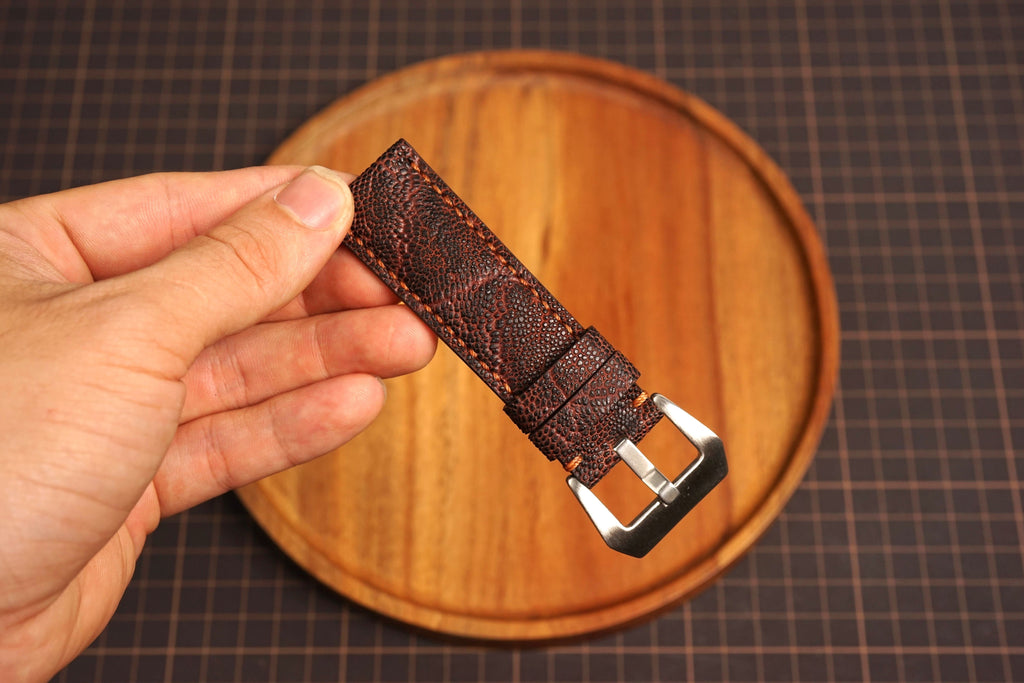 Bespoke Black Burgundy Exotic Leather Watch Strap for Panerai 20/22/24/26/27mm