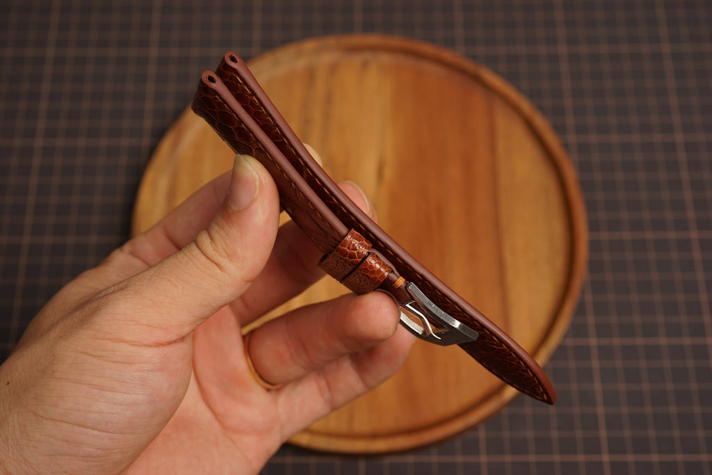Bespoke Black Burgundy Exotic Leather Watch Strap for Panerai 20/22/24/26/27mm