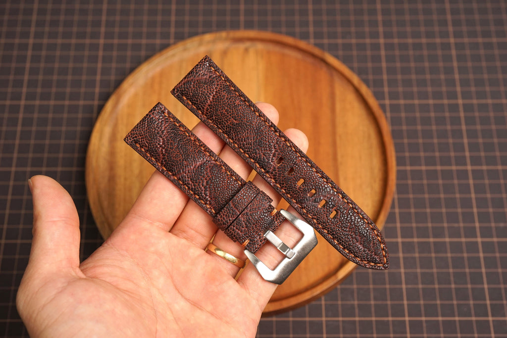 Bespoke Black Burgundy Exotic Leather Watch Strap for Panerai 20/22/24/26/27mm