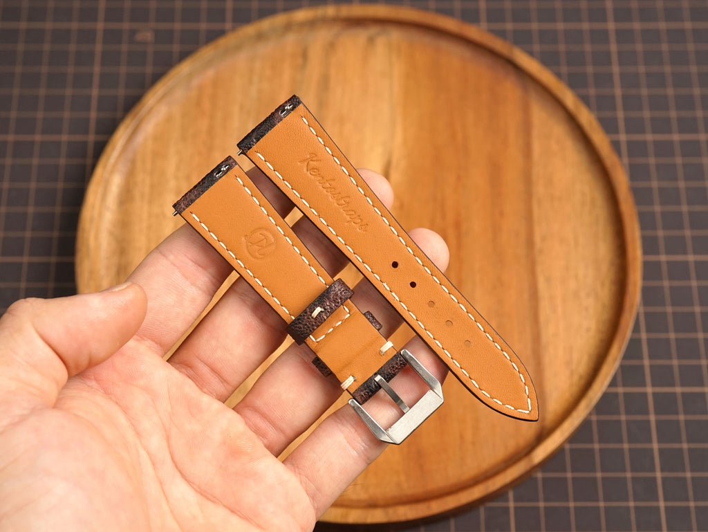 Bespoke Black Burgundy Exotic Leather Watch Strap, Dress Watch Band