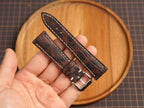 Bespoke Black Burgundy Exotic Leather Watch Strap, Dress Watch Band