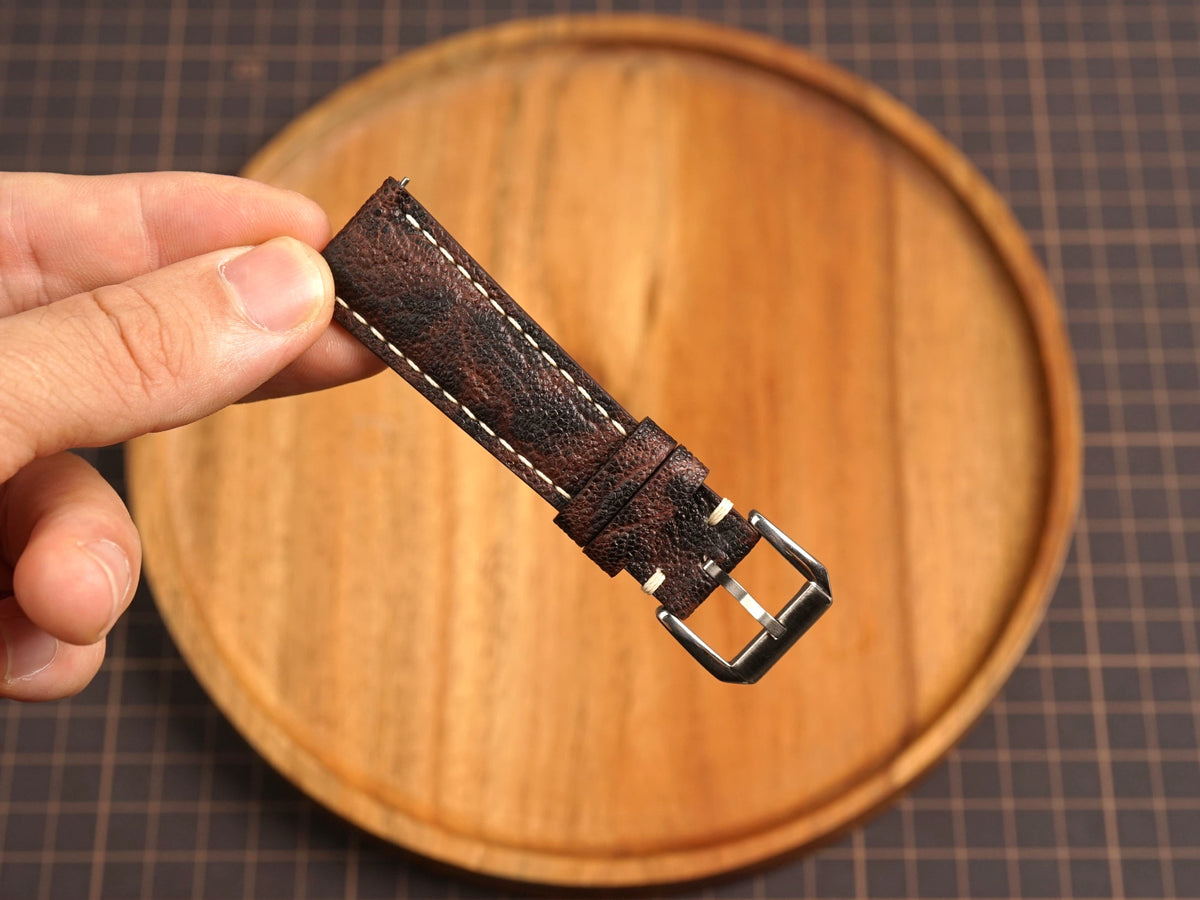 Bespoke Black Burgundy Exotic Leather Watch Strap, Dress Watch Band