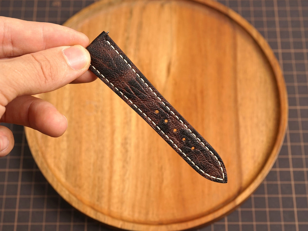 Bespoke Black Burgundy Exotic Leather Watch Strap, Dress Watch Band