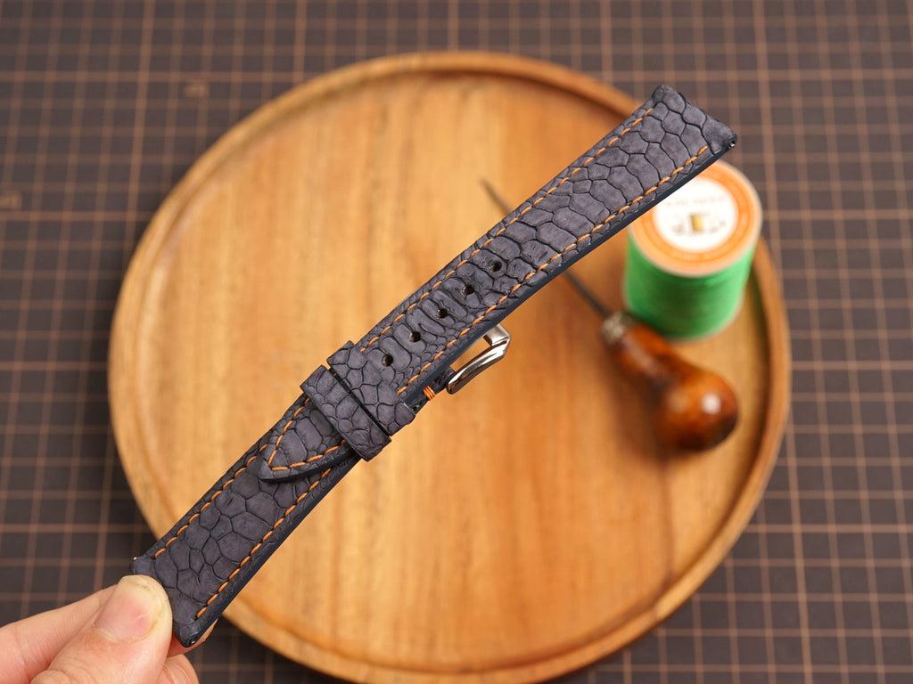 Bespoke Black Chicken Leg Leather Watch Strap, Dress Watch Band