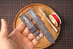 Bespoke Double Pearl Black Stingray Leather Watch Strap