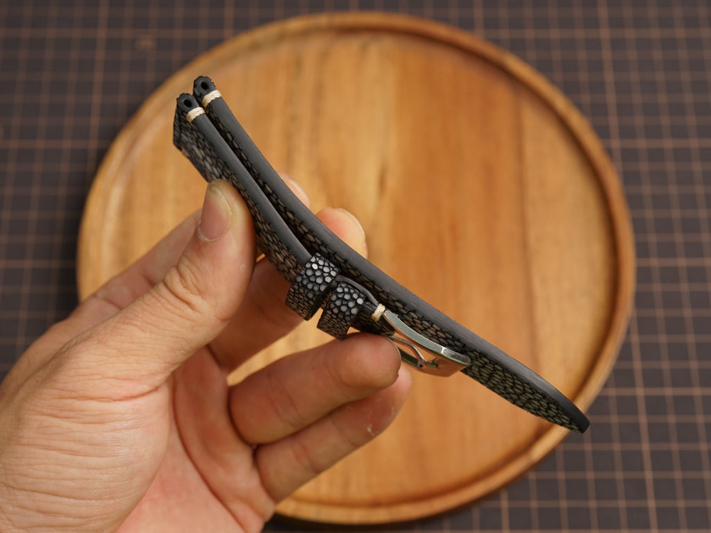 Bespoke Double Pearl Black Stingray Leather Watch Strap for Panerai 20/22/24/26/27mm