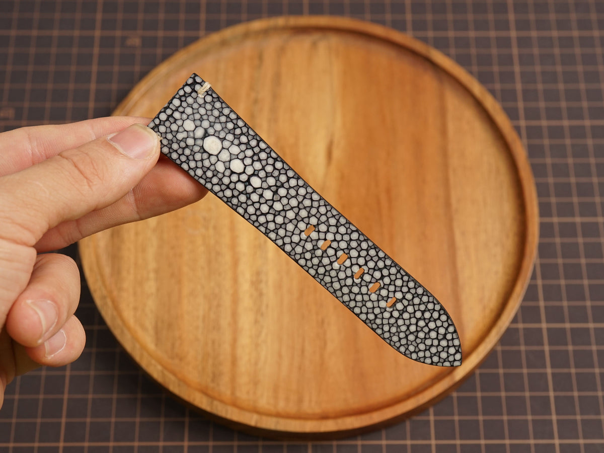 Bespoke Double Pearl Black Stingray Leather Watch Strap for Panerai 20/22/24/26/27mm