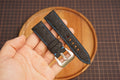 Bespoke Black Exotic Leather Watch Strap with Blue Stitching 20/22/24/26/27mm