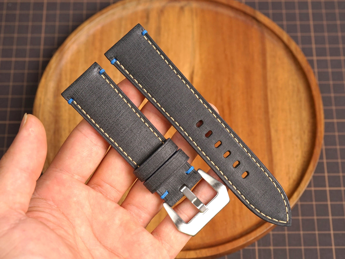 Bespoke Black Nubuck Babele Leather Watch Strap, Panerai Watch Band 20/22/24/26/27mm