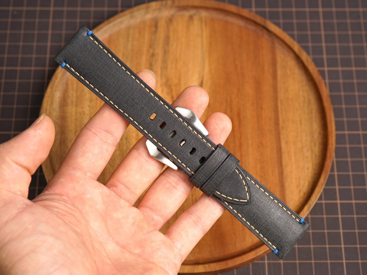Bespoke Black Nubuck Babele Leather Watch Strap, Panerai Watch Band 20/22/24/26/27mm