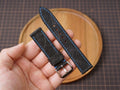 Bespoke Black Nubuck Exotic Leather Watch Strap with Blue Stitching, Dress Watch Band