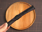 Bespoke Black Nubuck Ostrich Leather Watch Strap with Purple Stitching