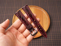 Bespoke Black Red Exotic Ostrich Leather Watch Strap