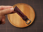 Bespoke Black Red Exotic Ostrich Leather Watch Strap