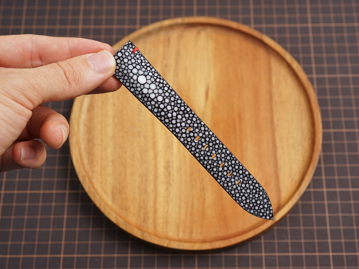 Bespoke Black Red Stingray Leather Watch Strap, Diver Leather Watch Band