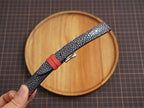 Bespoke Black Red Stingray Leather Watch Strap, Diver Leather Watch Band