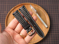 Bespoke Black White Rally Racing Leather Watch Strap, Perforated Watch Band