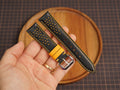 Bespoke Black Yellow Rally Racing Buttero Leather Watch Strap, Perforated Watch Band
