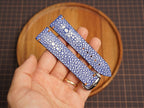 Bespoke Blue Double Pearl Stingray Leather Watch Strap for Omega with Deployant Clasp