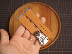 Bespoke Blue Double Pearl Stingray Leather Watch Strap for Omega with Deployant Clasp