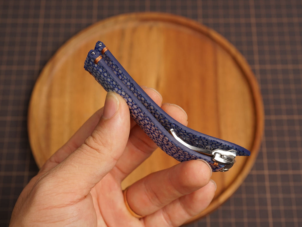 Bespoke Blue Double Pearl Stingray Leather Watch Strap for Omega with Deployant Clasp