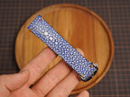 Bespoke Blue Double Pearl Stingray Leather Watch Strap for Omega with Deployant Clasp