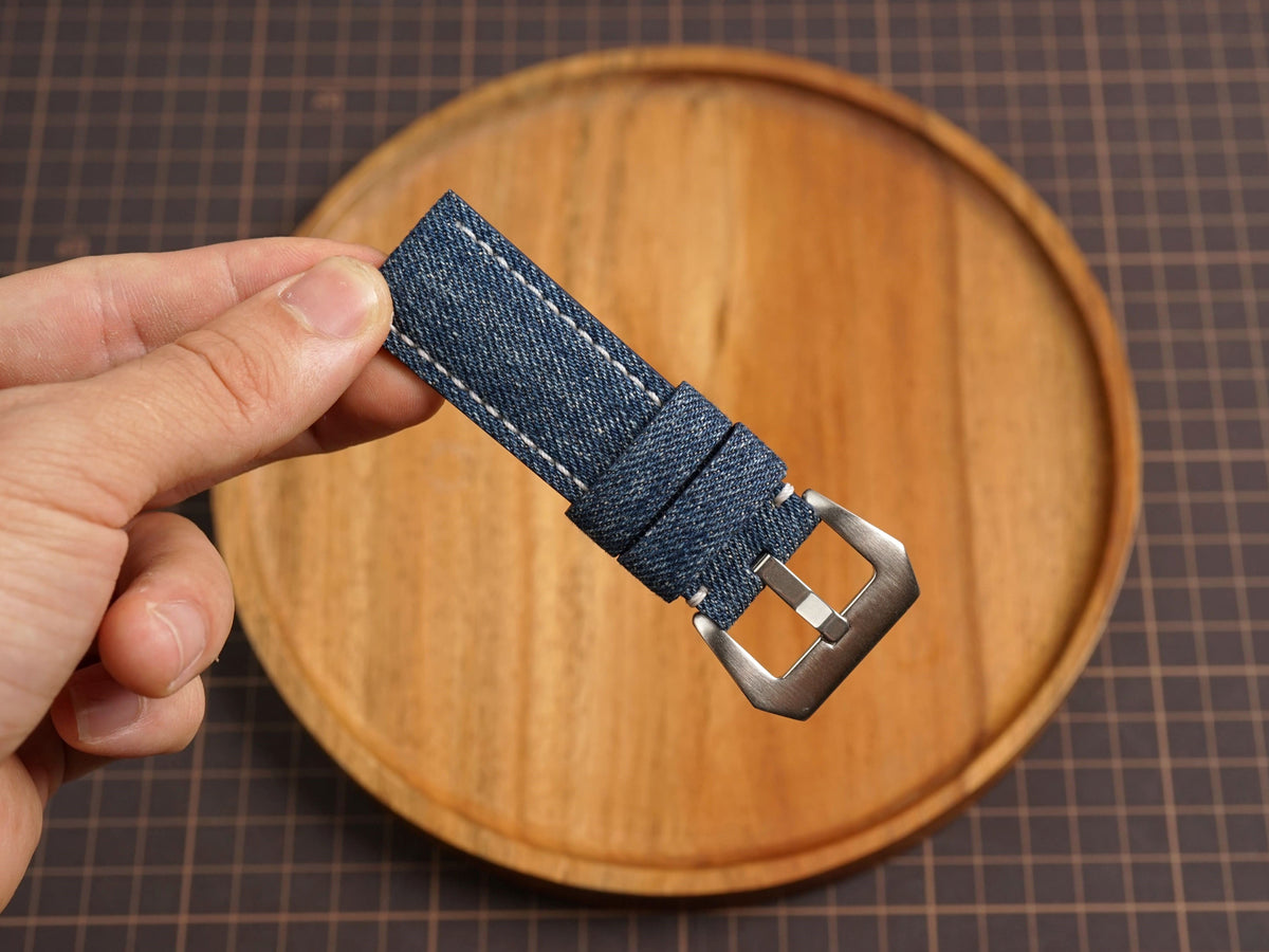 Handmade Blue Jean Denim Watch Strap for Panerai 20/22/24/26/27mm