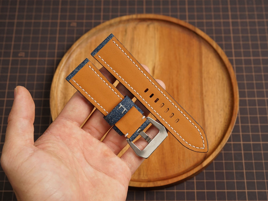 Handmade Blue Jean Denim Watch Strap for Panerai 20/22/24/26/27mm