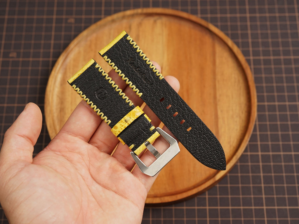 Bespoke Bright Yellow Toad Leather Watch Strap for Panerai 20/22/24/26/27mm