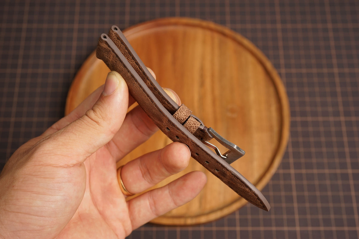 Bespoke Brown Exotic Leather Watch Strap, Nubuck Leather Watch Strap for Panerai 20/22/24/26/27mm