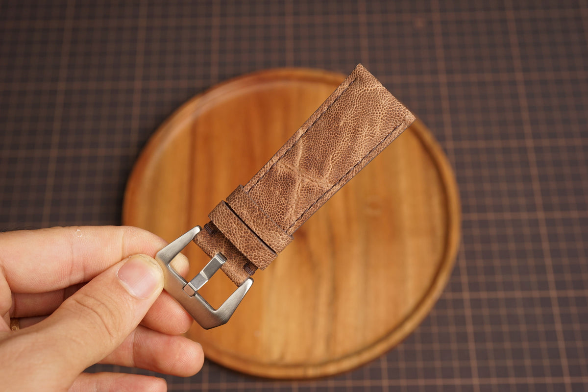 Bespoke Brown Exotic Leather Watch Strap, Nubuck Leather Watch Strap for Panerai 20/22/24/26/27mm